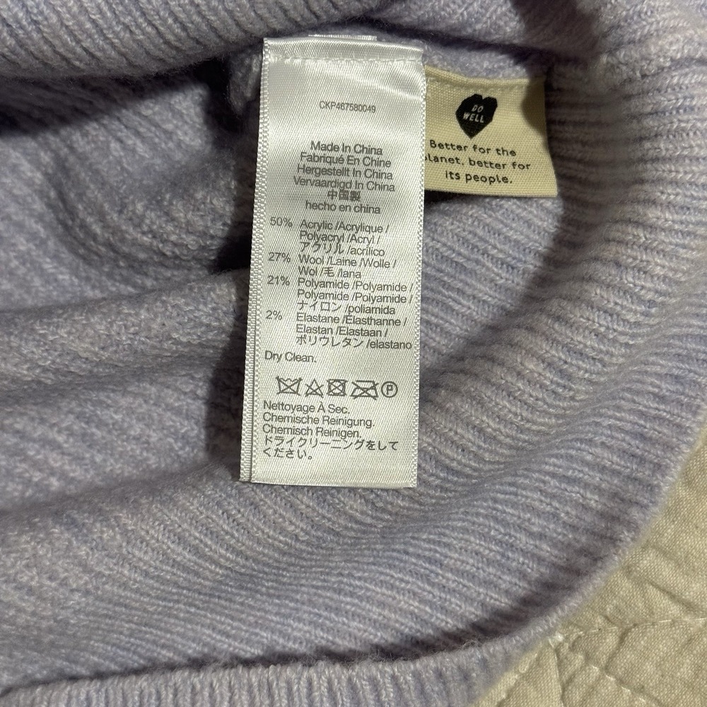 Madewell Womens Small Square Neck Sweater Lavender Purple Puff Sleeve Wool Blend - Picture 5 of 7